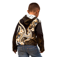 Orange Black Aloha Hawaii Kid Hoodie Polynesian Shark Tattoo Plumeria