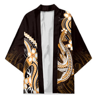 Orange Black Aloha Hawaii Kimono Polynesian Shark Tattoo Plumeria