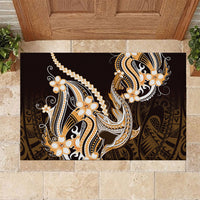 Orange Black Aloha Hawaii Rubber Doormat Polynesian Shark Tattoo Plumeria LT14 Orange - Polynesian Pride
