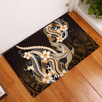 Orange Black Aloha Hawaii Rubber Doormat Polynesian Shark Tattoo Plumeria LT14 - Polynesian Pride
