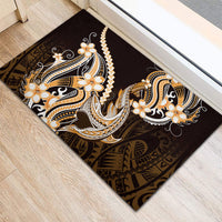 Orange Black Aloha Hawaii Rubber Doormat Polynesian Shark Tattoo Plumeria LT14 - Polynesian Pride