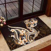 Orange Black Aloha Hawaii Rubber Doormat Polynesian Shark Tattoo Plumeria LT14 - Polynesian Pride