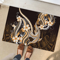 Orange Black Aloha Hawaii Rubber Doormat Polynesian Shark Tattoo Plumeria LT14 - Polynesian Pride