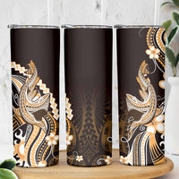 Orange Black Aloha Hawaii Skinny Tumbler Polynesian Shark Tattoo Plumeria LT14 - Polynesian Pride