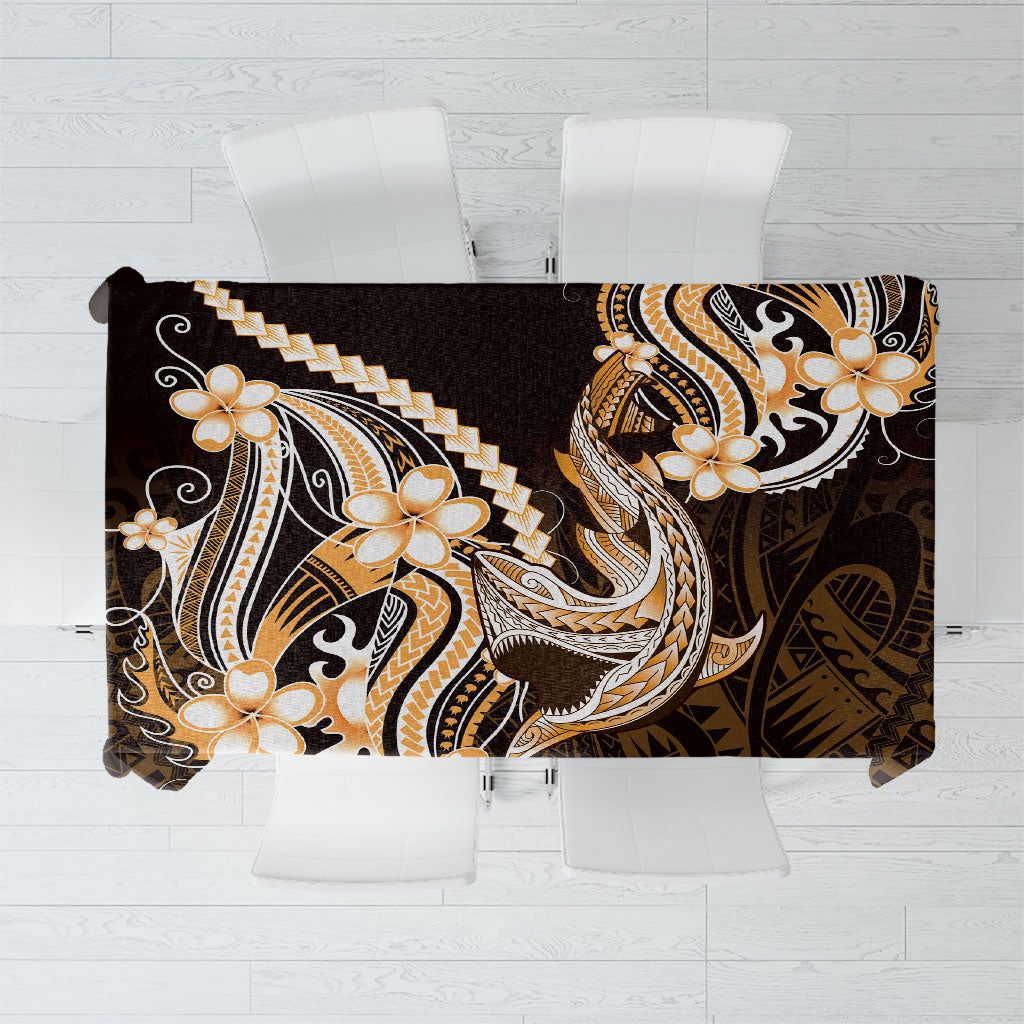 Orange Black Aloha Hawaii Tablecloth Polynesian Shark Tattoo Plumeria