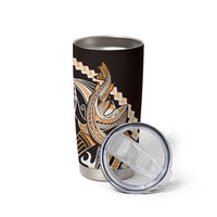 Orange Black Aloha Hawaii Tumbler Cup Polynesian Shark Tattoo Plumeria