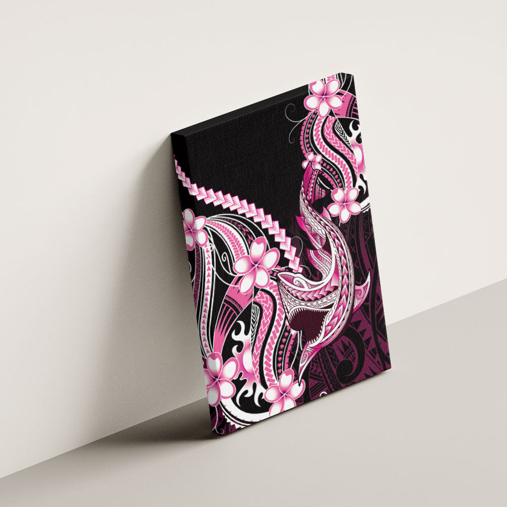 Pink Black Aloha Hawaii Canvas Wall Art Polynesian Shark Tattoo Plumeria