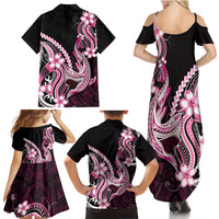 Pink Black Aloha Hawaii Family Matching Summer Maxi Dress and Hawaiian Shirt Polynesian Shark Tattoo Plumeria LT14 - Polynesian Pride