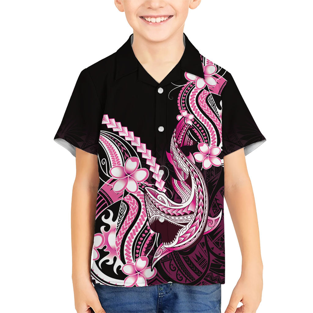 Pink Black Aloha Hawaii Hawaiian Shirt Polynesian Shark Tattoo Plumeria