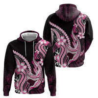 Pink Black Aloha Hawaii Hoodie Polynesian Shark Tattoo Plumeria