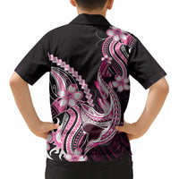 Pink Black Aloha Hawaii Kid Hawaiian Shirt Polynesian Shark Tattoo Plumeria LT14 - Polynesian Pride
