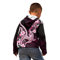 Pink Black Aloha Hawaii Kid Hoodie Polynesian Shark Tattoo Plumeria