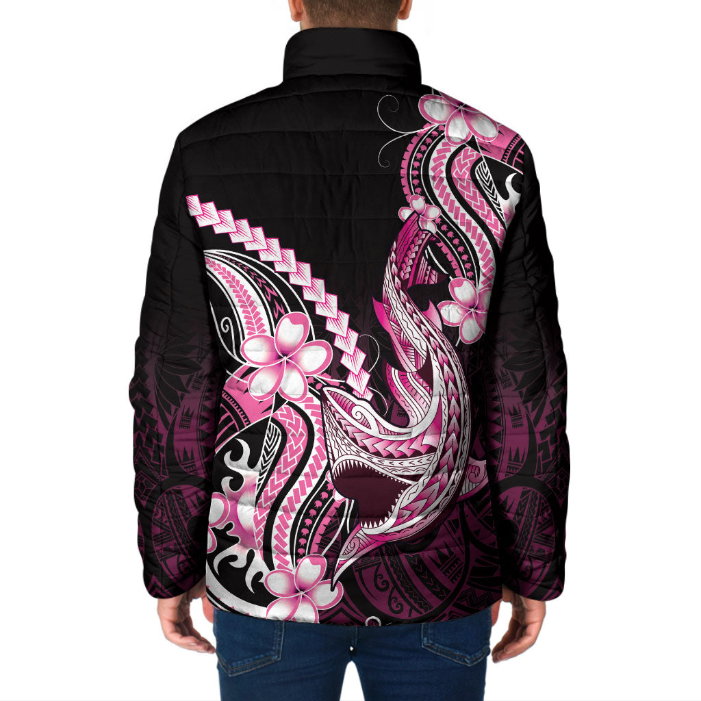 Pink Black Aloha Hawaii Padded Jacket Polynesian Shark Tattoo Plumeria LT14 - Polynesian Pride