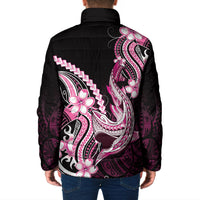 Pink Black Aloha Hawaii Padded Jacket Polynesian Shark Tattoo Plumeria LT14 - Polynesian Pride