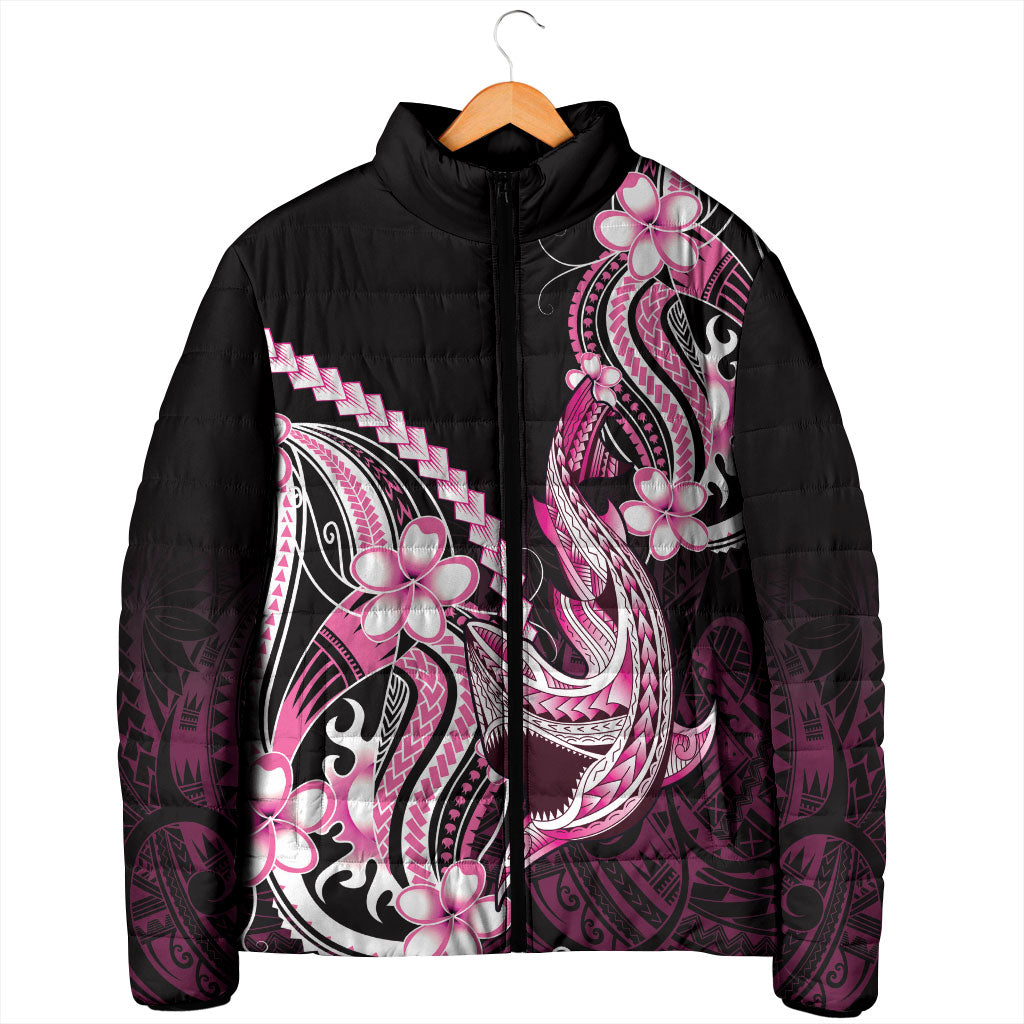 Pink Black Aloha Hawaii Padded Jacket Polynesian Shark Tattoo Plumeria LT14 - Polynesian Pride