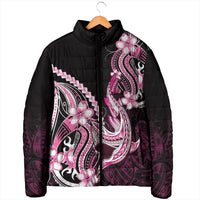 Pink Black Aloha Hawaii Padded Jacket Polynesian Shark Tattoo Plumeria LT14 - Polynesian Pride