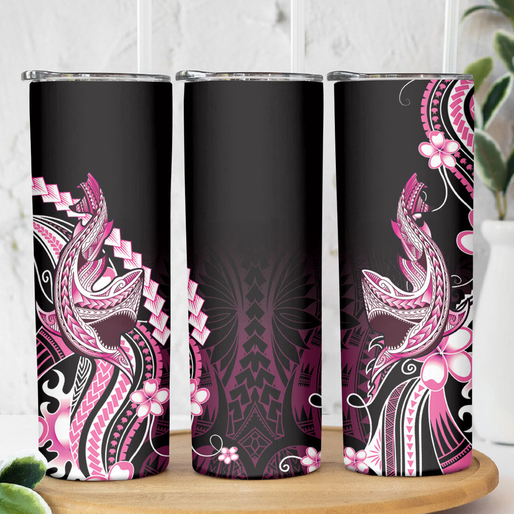 Pink Black Aloha Hawaii Skinny Tumbler Polynesian Shark Tattoo Plumeria LT14 - Polynesian Pride