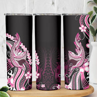 Pink Black Aloha Hawaii Skinny Tumbler Polynesian Shark Tattoo Plumeria LT14 - Polynesian Pride