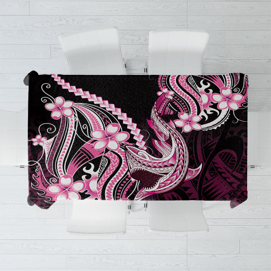 Pink Black Aloha Hawaii Tablecloth Polynesian Shark Tattoo Plumeria