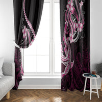 Pink Black Aloha Hawaii Window Curtain Polynesian Shark Tattoo Plumeria