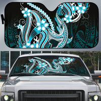Blue Black Aloha Hawaii Auto Sun Shade Polynesian Shark Tattoo Plumeria