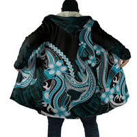 Blue Black Aloha Hawaii Cloak Polynesian Shark Tattoo Plumeria