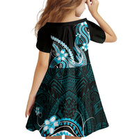 Blue Black Aloha Hawaii Family Matching Mermaid Dress and Hawaiian Shirt Polynesian Shark Tattoo Plumeria LT14 - Polynesian Pride