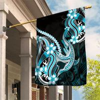Blue Black Aloha Hawaii Garden Flag Polynesian Shark Tattoo Plumeria