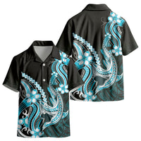 Blue Black Aloha Hawaii Kid Hawaiian Shirt Polynesian Shark Tattoo Plumeria LT14 - Polynesian Pride