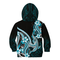 Blue Black Aloha Hawaii Kid Hoodie Polynesian Shark Tattoo Plumeria LT14 - Polynesian Pride