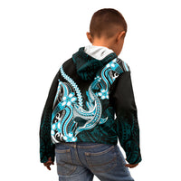 Blue Black Aloha Hawaii Kid Hoodie Polynesian Shark Tattoo Plumeria LT14 - Polynesian Pride