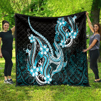 Blue Black Aloha Hawaii Quilt Polynesian Shark Tattoo Plumeria