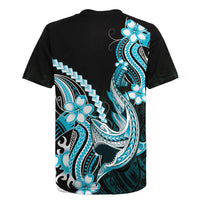 Blue Black Aloha Hawaii Rugby Jersey Polynesian Shark Tattoo Plumeria LT14 - Polynesian Pride