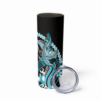 Blue Black Aloha Hawaii Skinny Tumbler Polynesian Shark Tattoo Plumeria LT14 - Polynesian Pride