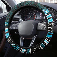 Blue Black Aloha Hawaii Steering Wheel Cover Polynesian Shark Tattoo Plumeria LT14 - Polynesian Pride