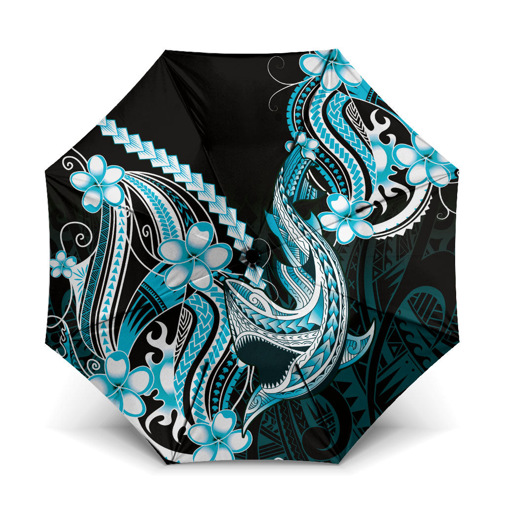 Blue Black Aloha Hawaii Umbrella Polynesian Shark Tattoo Plumeria