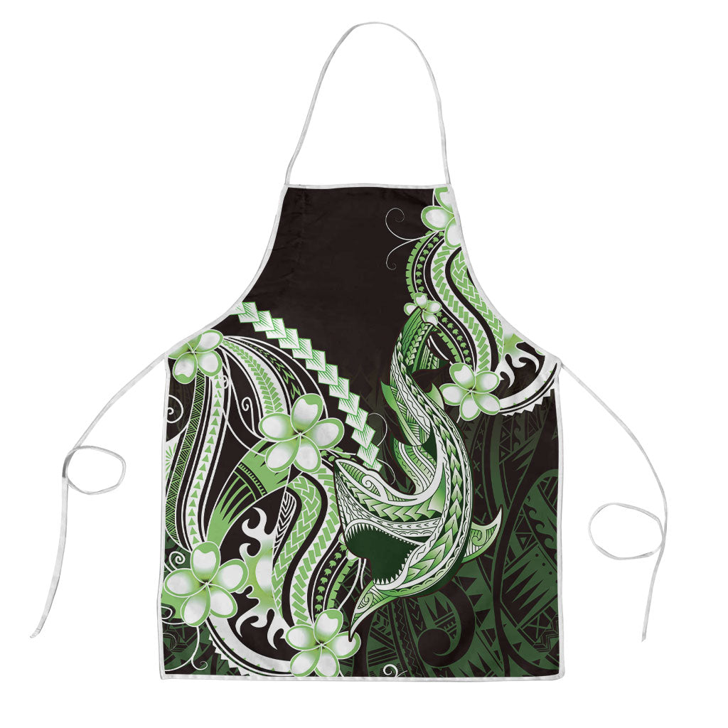 Green Black Aloha Hawaii Apron Polynesian Shark Tattoo Plumeria