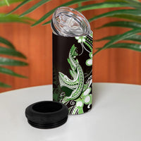 Green Black Aloha Hawaii 4 in 1 Can Cooler Tumbler Polynesian Shark Tattoo Plumeria LT14 - Polynesian Pride