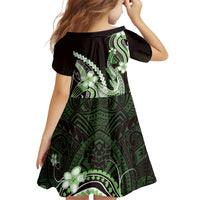 Green Black Aloha Hawaii Family Matching Mermaid Dress and Hawaiian Shirt Polynesian Shark Tattoo Plumeria LT14 - Polynesian Pride