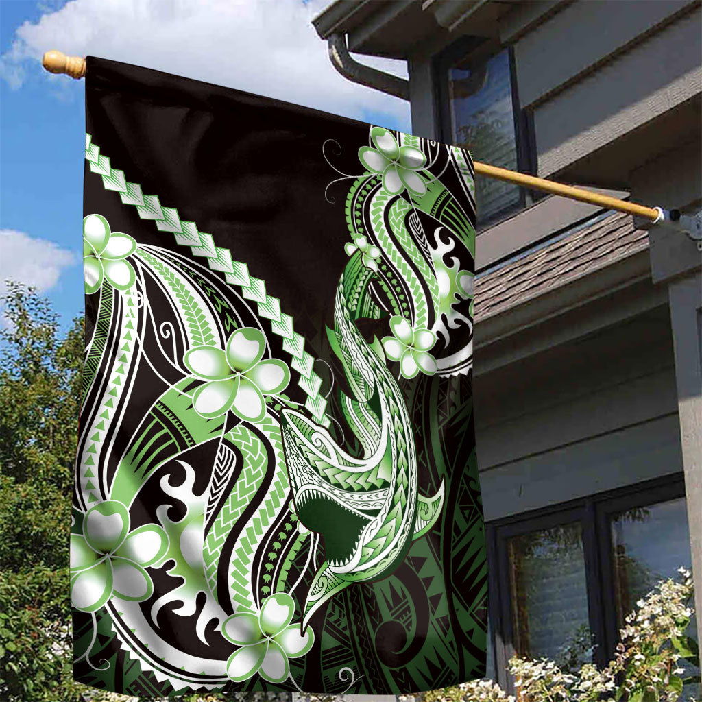 Green Black Aloha Hawaii Garden Flag Polynesian Shark Tattoo Plumeria