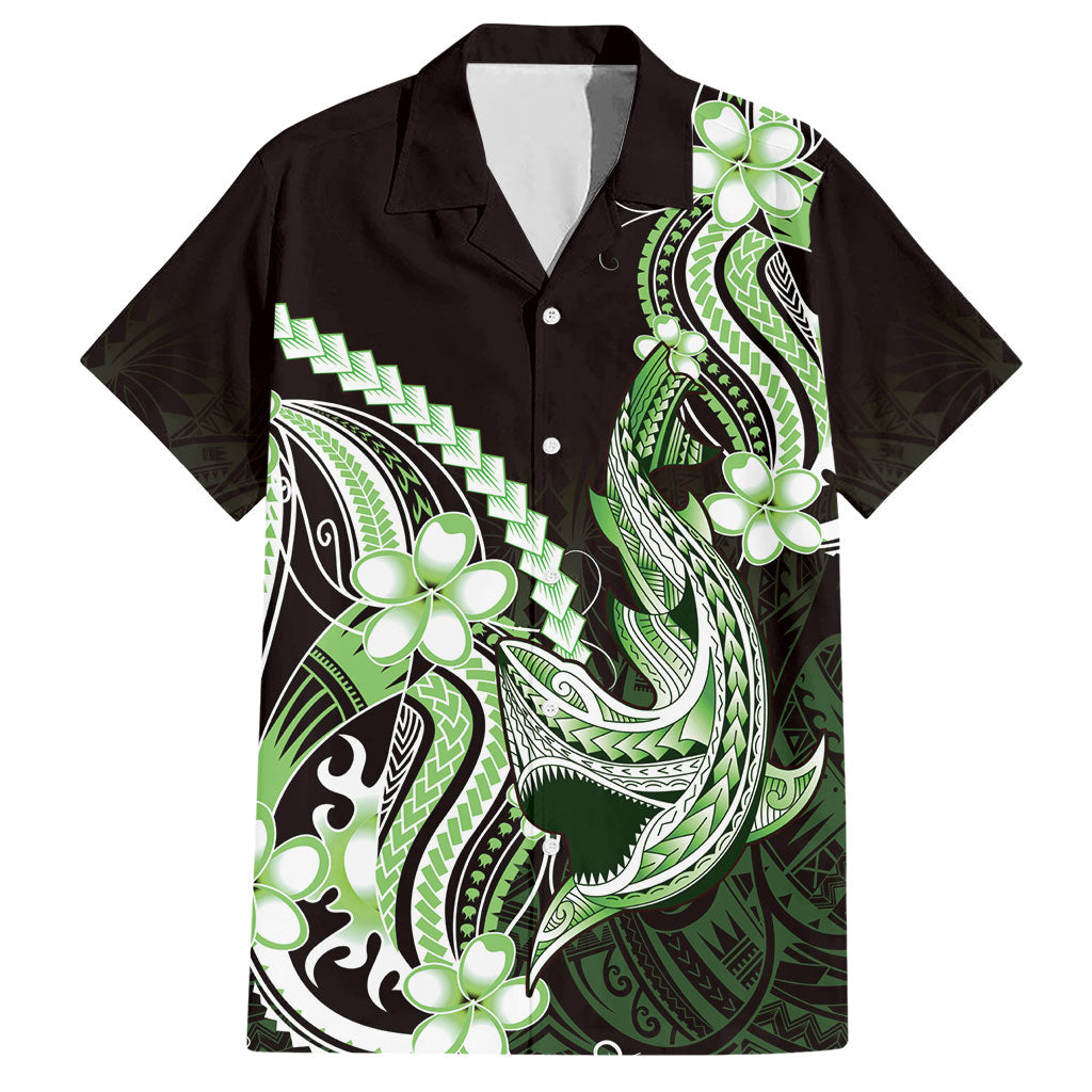 Green Black Aloha Hawaii Hawaiian Shirt Polynesian Shark Tattoo Plumeria