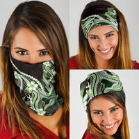 Green Black Aloha Hawaii Neck Gaiter Polynesian Shark Tattoo Plumeria