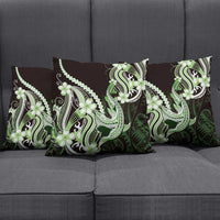 Green Black Aloha Hawaii Pillow Cover Polynesian Shark Tattoo Plumeria