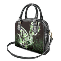 Green Black Aloha Hawaii Shoulder Handbag Polynesian Shark Tattoo Plumeria