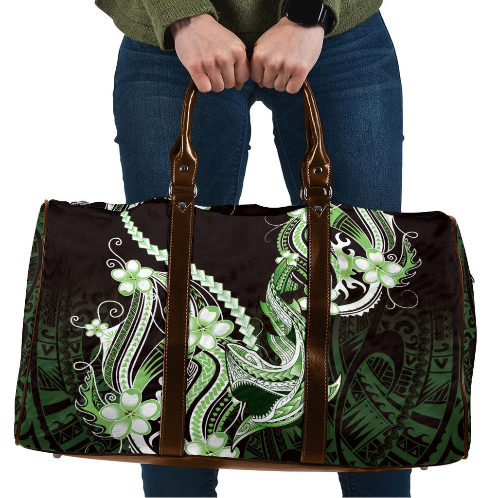 Green Black Aloha Hawaii Travel Bag Polynesian Shark Tattoo Plumeria LT14 Green - Polynesian Pride