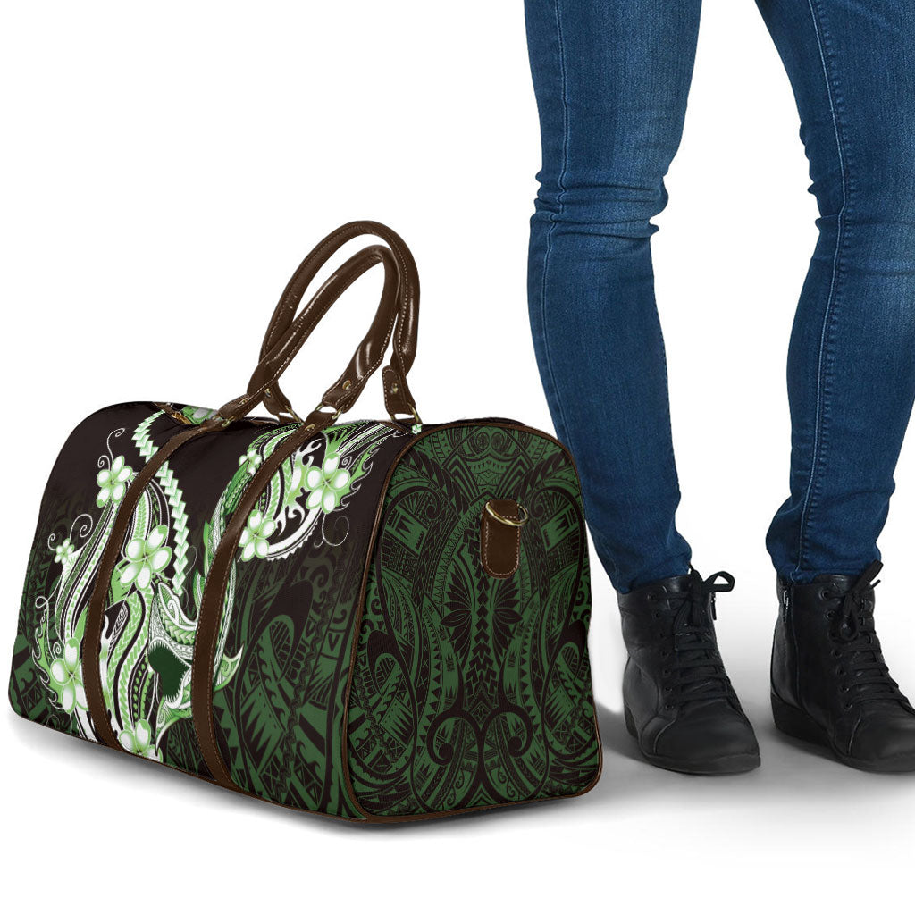 Green Black Aloha Hawaii Travel Bag Polynesian Shark Tattoo Plumeria LT14 - Polynesian Pride