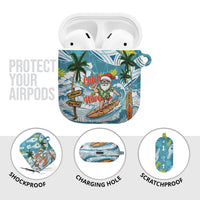 Hawaii Summer Christmas AirPods Case Surfing Santa Shaka Catch The Wave