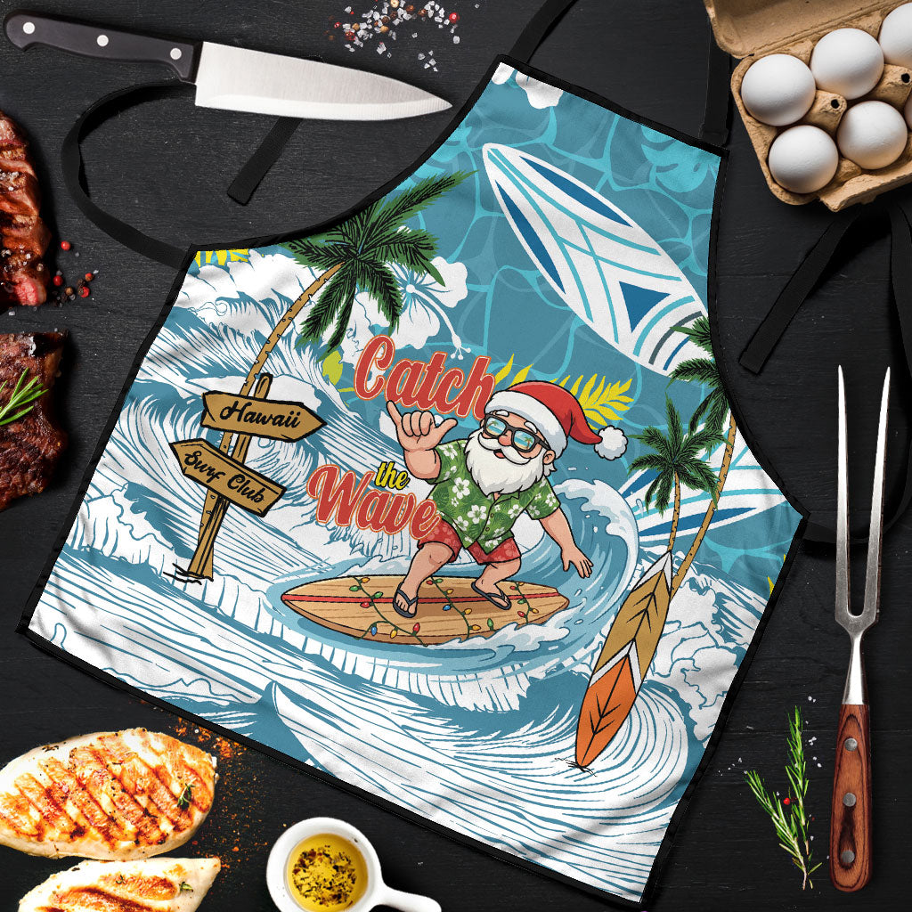 Hawaii Summer Christmas Apron Surfing Santa Shaka Catch The Wave
