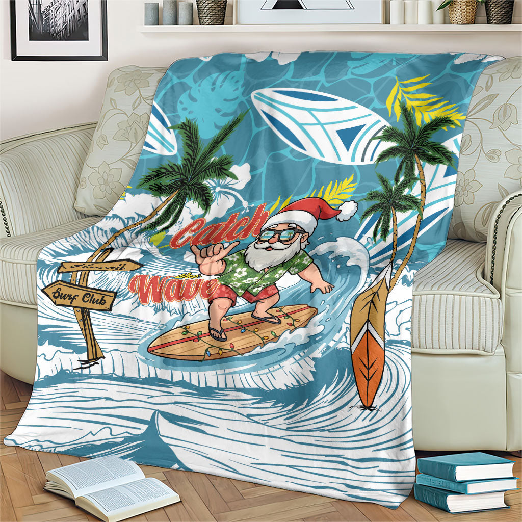 Hawaii Summer Christmas Blanket Surfing Santa Shaka Catch The Wave