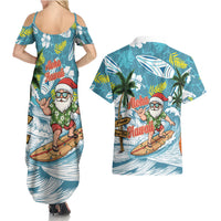 Hawaii Summer Christmas Couples Matching Summer Maxi Dress and Hawaiian Shirt Surfing Santa Shaka Catch The Wave LT14 - Polynesian Pride